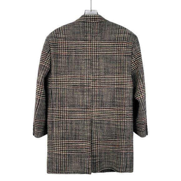 Celine Grey Checkered Wool Lapel Single-Breasted Long-Sleeved Suit Overcoat Coat - Picture 7 of 7